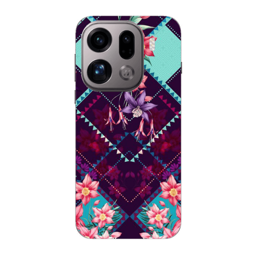 Oppo Find X9 Pro Checkered flowers Transparent Silicone TPU Θήκη